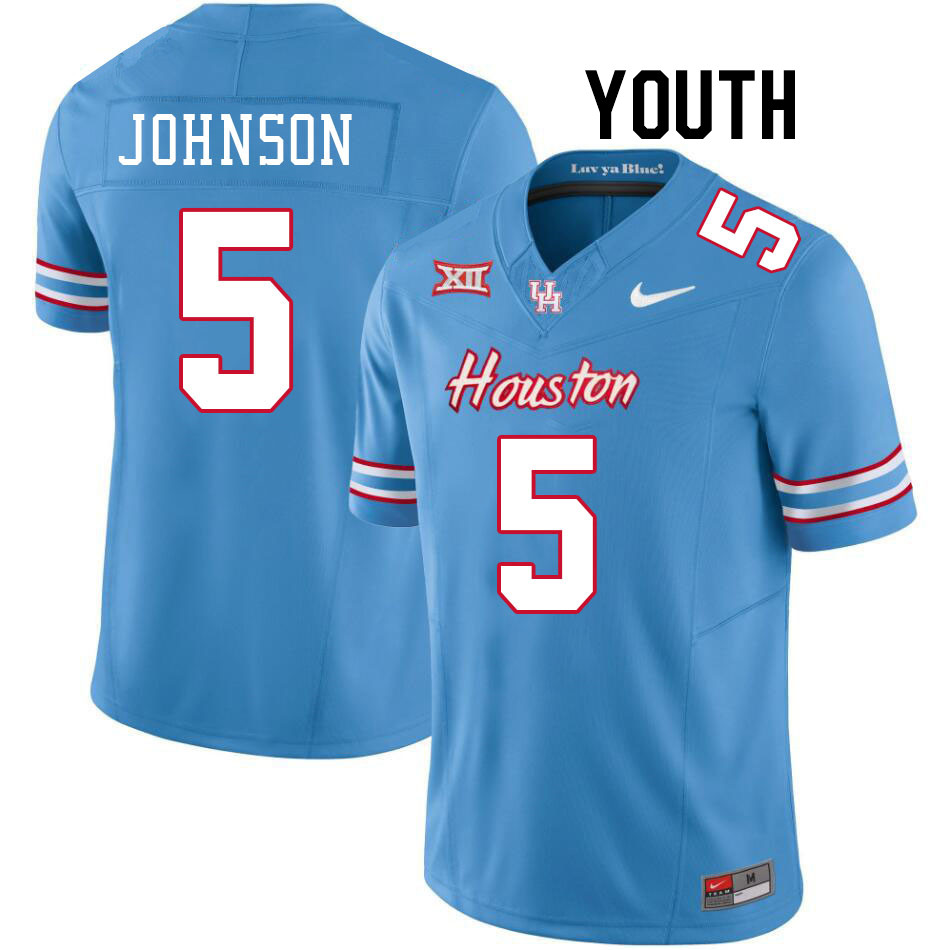 Youth #5 Stephon Johnson Houston Cougars College Football Jerseys Stitched-Oilers